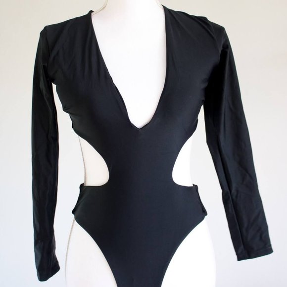 Other - NWOT Long Sleeve One Piece Swimsuit w/ Cutouts (S)